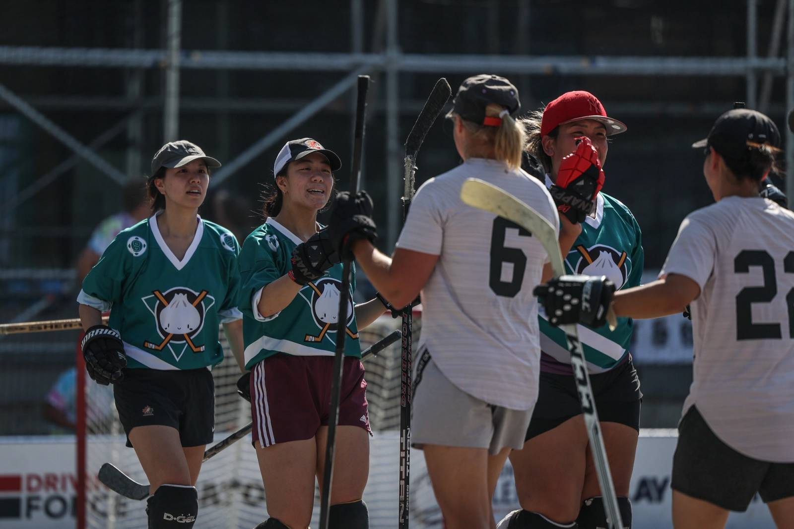 Street hockey action